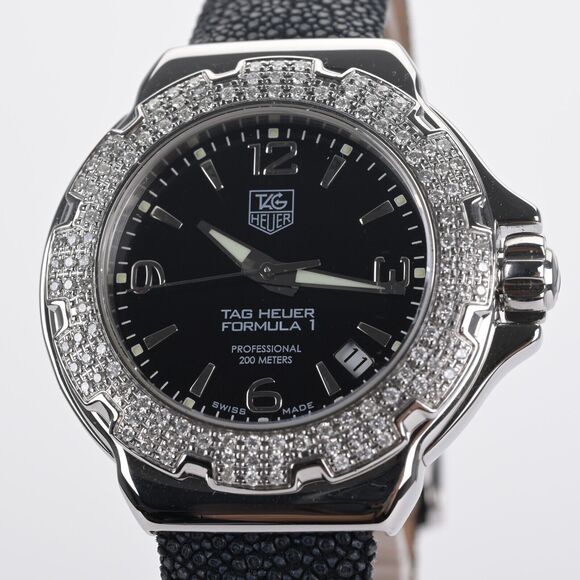 Tag Heuer Formula 1 WAC1214 Diamond Bezel 37mm Black Dial Ladies Watch - Picture 6 of 9
